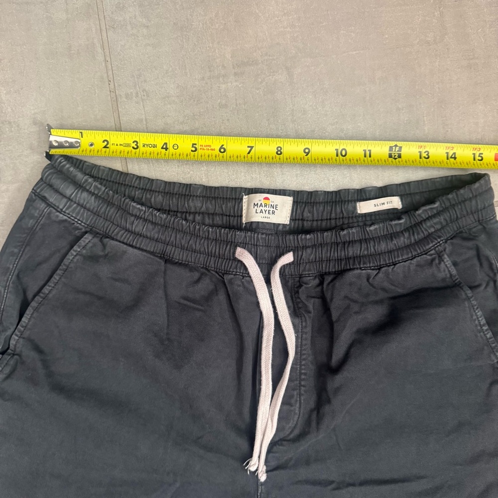 Marine Layer Black Drawstring Saturday Slim Fit Pants - Picture 4 of 6